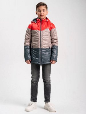 yollochka Куртка для мальчика &#039;3 цвета&#039; красный-какао-серый