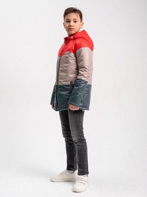 Куртка для мальчика '3 цвета' красный-какао-серый