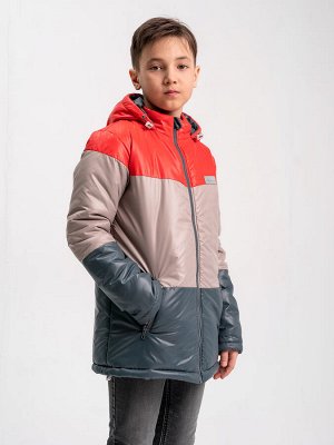 Куртка для мальчика '3 цвета' красный-какао-серый