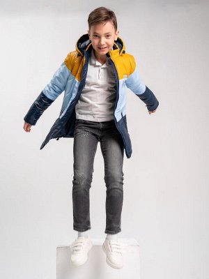 Куртка для мальчика '3 цвета' горчица-голубой-синий