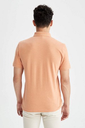 Базовая хлопковая футболка из чесаного хлопка стандартного кроя с вырезом поло