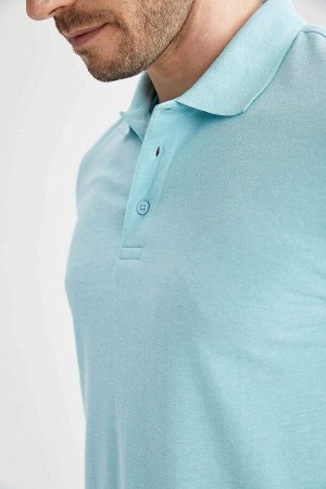 Базовая хлопковая футболка из чесаного хлопка стандартного кроя с вырезом поло