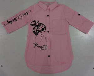 Рубашка подростковая летняя для девочки цвет Розовый  (Тимошка)