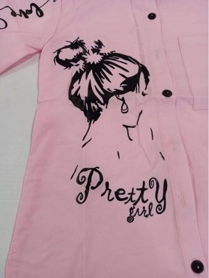 Рубашка подростковая летняя для девочки цвет Розовый  (Тимошка)