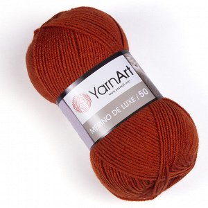 Пряжа YarnArt Merino De Luxe/50 50% шерсть/50% акрил, 100гр №3027 Терракот