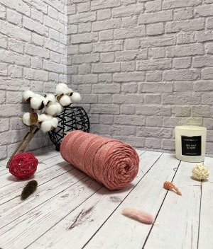 Osttex Шнур хлопковый 4 мм Персиковый (2131) с серебряным люрексом