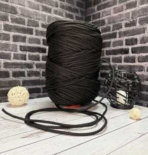 Гамаковый шнур 6мм 200м с сердечником Черный 802 полипропилен/для плетения гамака/подвесные кресла/качели.