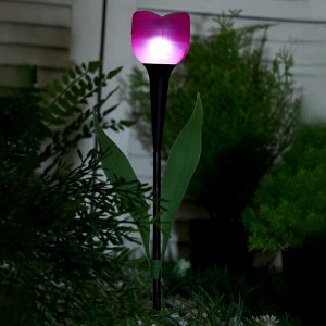 Садовый светильник на солнечной батарее «Тюльпан», 6 ? 38 ? 6 см, 1 LED, свечение белое