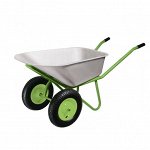 Тачка садовая, строительная, двухколёсная: груз/п 230 кг, объём 90 л, зелёные ручки