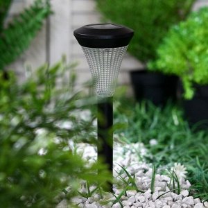 Садовый светильник на солнечной батарее «Рифлёный конус», 7 x 31 x 7 см, 1 LED, свечение белое