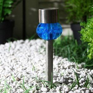 Садовый светильник на солнечной батарее «Грани синие», 5.5 ? 29 ? 5.5 см, 1 LED, свечение белое