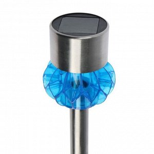 Садовый светильник на солнечной батарее «Грани синие», 5.5 ? 29 ? 5.5 см, 1 LED, свечение белое