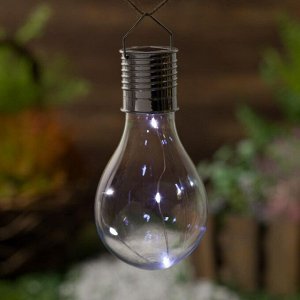 Садовый светильник «Лампочка», уличный, на солнечной батарее, 8x14x8 см, 5 LED, свечение белое