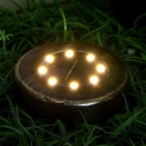 Садовый светильник на солнечной батарее, 11.5 ? 13 ? 11.5 см, 8 LED, свечение тёплое белое, бронзовый