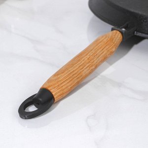 Сковорода блинная, d=22 см, с деревянной ручкой, цвет чёрный