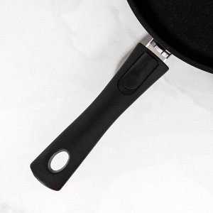 Сковорода Titanium pro, d=28 см, съёмная ручка, стеклянная крышка, антипригарное покрытие, цвет чёрный