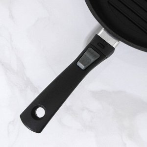Сковорода-гриль, d=28 см, съёмная ручка, чугунная крышка, цвет чёрный