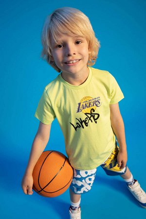 Футболка Defacto Fit NBA Los Angeles Lakers Licensed Regular Fit для мальчиков с круглым вырезом и короткими рукавами
