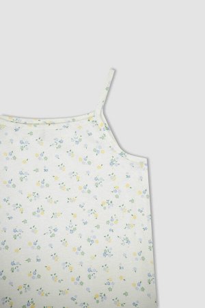 Хлопковая ночная рубашка на ремешке с цветочным принтом для девочек