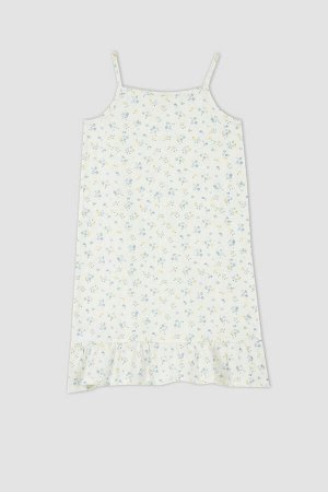 Хлопковая ночная рубашка на ремешке с цветочным принтом для девочек