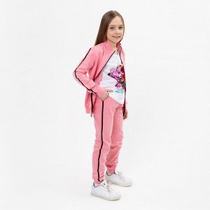 Комплект (джемпер и брюки) для двочки, цвет розовый, рост 122