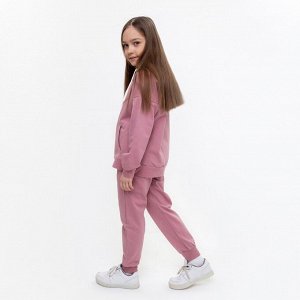 Костюм (брюки/толстовка) для девочки , цвет пыльно-розовый, рост 134