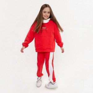Комплект для девочки (джемпер/брюки) А.КМ-715/1, цвет красный, рост 110