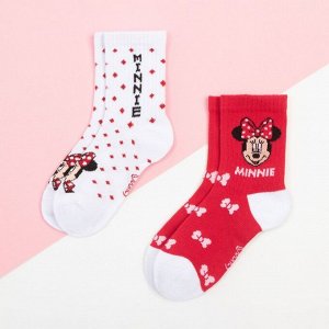 Набор носков "Minnie", Минни Маус 2 пары, цвет красный/белый, 18-20 см