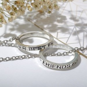 Кулоны «Неразлучники» friends forever, кольца, цвет серебро, 45 см