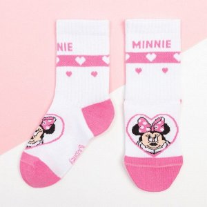 Набор носков "Minnie", Минни Маус, цвет розовый/белый, 12-14 см