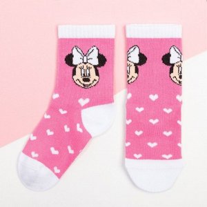 Набор носков "Minnie", Минни Маус, цвет розовый/белый, 14-16 см