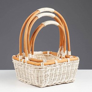 Набор корзин плетёных, 3 шт., 27x27x9/30 см, 23x23x8/25 см, 20x20x7/20 см, ротанг