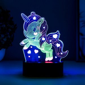 Светильник сенсорный "Единорожек" LED USB (90см) от батареек 3xАА черный 14х5,5х18,5 см RISALUX 765