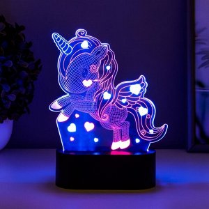 Светильник сенсорный "Единорожек" LED USB (90см) от батареек 3xАА черный 14х5,5х18,5 см RISALUX 765