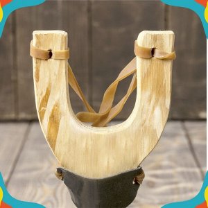 Рогатка деревянная с двойным жгутом
