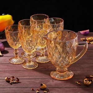Набор питьевой «Круиз», 7 предметов: кувшин 1,1 л, бокалы 300 мл, цвет золотой