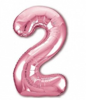 Фольга шар Цифра 2 Розовый фламинго Slim 40"/102 см 1 шт Agura