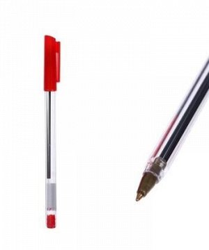 Ручка шариковая 0,7 мм красная корпус прозрачный (10шт)