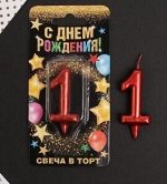 Свеча тортовая цифра красная 1