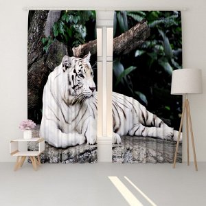 Фотошторы люкс сатен Белый тигр