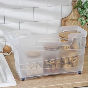 Контейнер хозяйственный с ручкой на колёсиках, 12,5 л, 45x16x25,5 см, цвет прозрачный