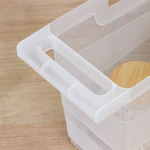 Контейнер хозяйственный с ручкой на колёсиках, 12,5 л, 45x16x25,5 см, цвет прозрачный
