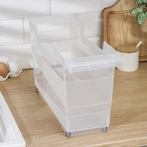Контейнер хозяйственный с ручкой на колёсиках, 12,5 л, 45x16x25,5 см, цвет прозрачный