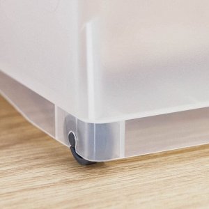 Контейнер хозяйственный с ручкой на колёсиках, 12,5 л, 45x16x25,5 см, цвет прозрачный