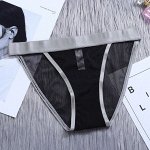 Женские полупрозрачные трусики с широкой резинкой, цвет черный/серый