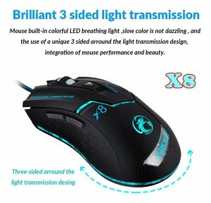 Игровая мышка JIEXIN Serise X с цветной RGB подсветкой