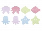 Антискользящие мини-коврики ROXY-KIDS для ванны. Серия SEA ANIMALS, SOFT COLORS. 8  шт.