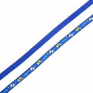 Комплект "Цветные следы", ширина 1 см, поводок 120 см, шлейка 23-35 см, синий