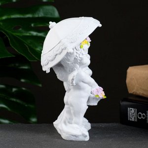 Фигурка полистоун «Ангелочки под зонтом», белый, 9x11x15 см