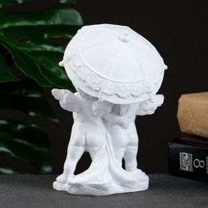Фигурка полистоун «Ангелочки под зонтом», белый, 9x11x15 см